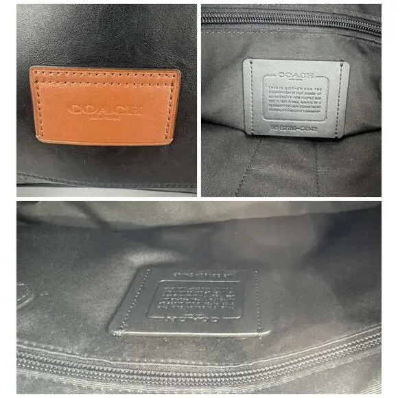 Coach Signature Messenger Bag Gray Black Canvas Leather Crossbody - Picture 7 of 8